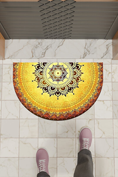 Dormot Modern Digital Doormat Yellow Mandala Design Mat - Front Door Mat