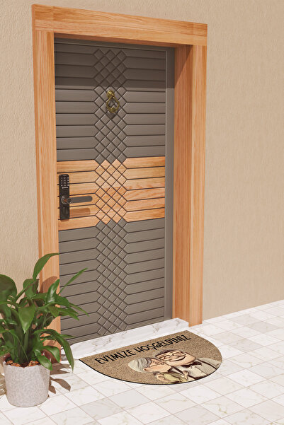 Dormot Modern Dijital Paspas Kahverengi Tatlı Çift Paspas - Kapı Önü Paspası