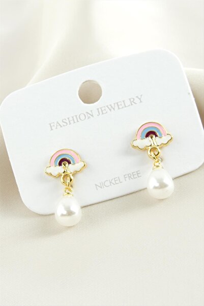 CT STONES Mtxdpn Rainbow Enamel (135933) Pearl Earrings-Yellow