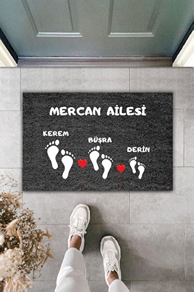 Dormot Modern Door Mat - White Family Footprint Custom Design - Personalized Design Door Front Mat