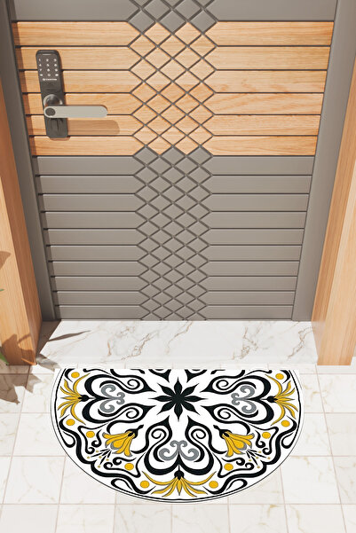 Dormot Modern Digital Doormat - White Mandala Pattern Doormat - Front Door Mat