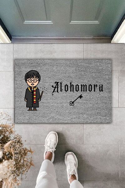 Dormot سجادة أمامية للباب مطبوعة رقميًا حديثة باللون الرمادي هاري بوتر ألوهوم...