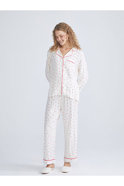 LC Waikiki Gömlek Yaka Baskılı Kadın Pijama