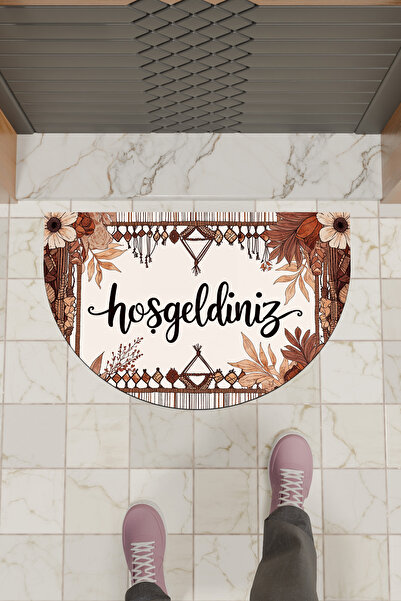 Dormot سجادة مدخل ترحيبية رقمية حديثة على شكل زهرة