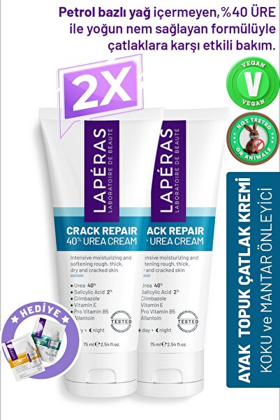 LAPERAS Ayak ve Topuk Çatlak Bakım Kremi %40 Üre ve %2 Salisilik Asit 75ml 2'li Paket