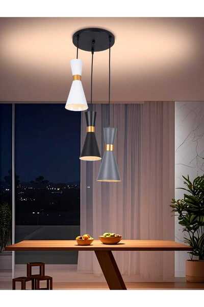 best power Modern 3-Lamp Chandelier 1062 with Metal Frame, E27 Base, 140cm Adjustable Length – Pendant Light