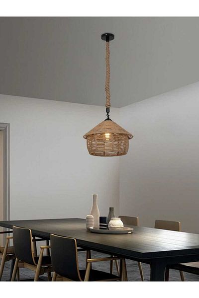 best power Rustic Rope Chandelier – Model 9009 Vintage Lamp, E27 Bulb Socket | 80cm Cable, (Bulbs Not Included)