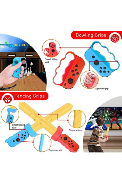 erorex مجموعة ملحقات الألعاب الرياضية لجهاز Switch، مجموعة حفلات عائلية، 19 قطعة، مجموعة ملحقات الألعاب لجهاز Nintendo Switch