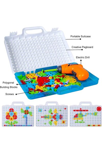 erorex مجموعة ألعاب تعليمية إبداعية من Drill & Play، لعبة ألغاز براغي، مكعبات بناء ثلاثية الأبعاد