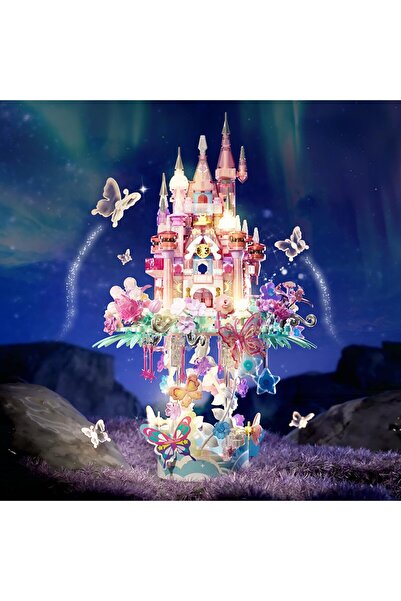 erorex Flower Castle Building Blocks Set Dream Castle Cloud Particle Construction Building Bricks Toy