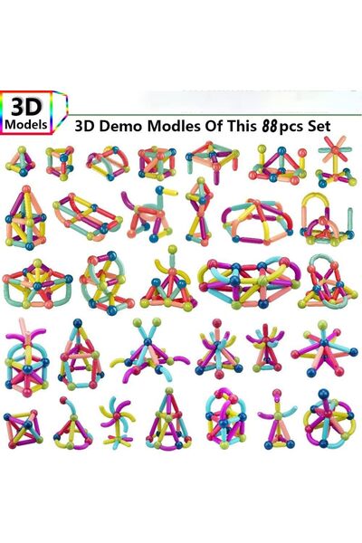 erorex 36 Pcs Magnetic Building Blocks Set Educational 3D Puzzle Stacking Toys Kids Toddlers Non Toxic