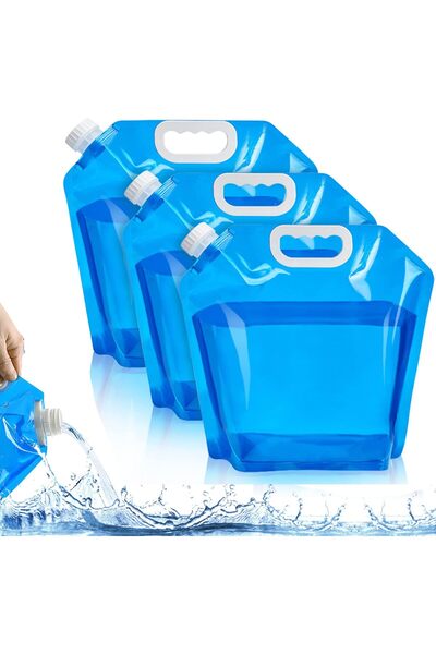 erorex 3 Pieces Foldable Water Container 10L Tight Lid Flexible Water Canister Portable Drinking Water Bag