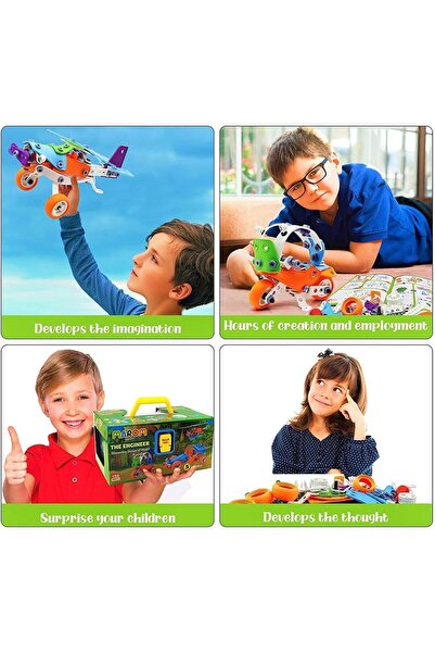 erorex 5In1 Stem Toys 6 7 8+ Year Old Boys Girls 132 Pcs Engineering Construction Building Educational Toy