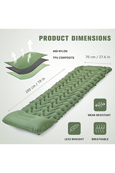 erorex Camping Sleeping Pad Extra Thickness 10 Cm Inflatable Sleeping Mat Pillow Built Pump Compact