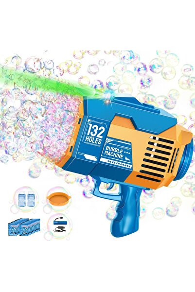 erorex مسدس فقاعات هالووو، 132 فتحة، مسدس فقاعات بلون أزرق فاتح