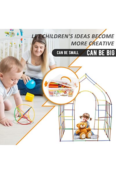 erorex Straw Constructor Toys Stem Building 600 Pcs Toy Interlocking Plastic Engineering Thin Tube Blocks