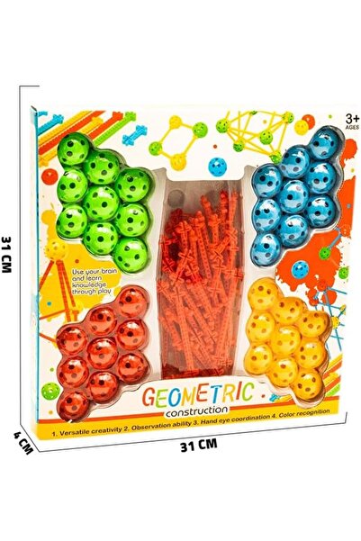 erorex لعبة بناء هندسية من الكرات البلاستيكية متعددة الألوان والعصي للأطفال من عمر 3 سنوات فما فوق