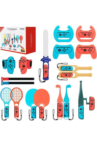 erorex مجموعة ملحقات الألعاب الرياضية لجهاز سويتش، مجموعة حفلات عائلية، 18 قطعة، مجموعة ملحقات الألعاب لجهاز نينتندو