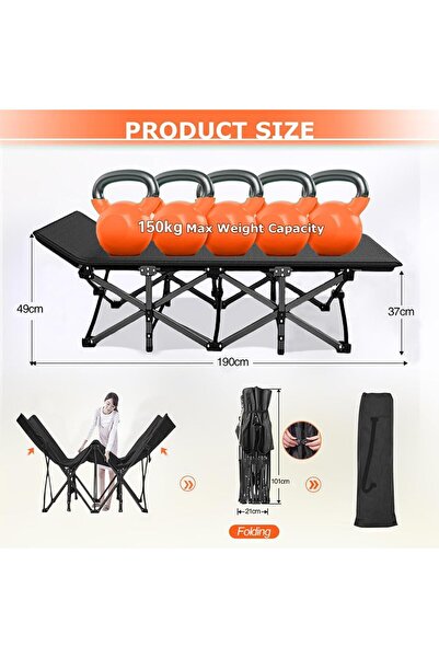 erorex Folding Camping Cot Portable Camping Bed Pearl Cotton Mattress Oxford Sleeping Cot Adults Outdoor