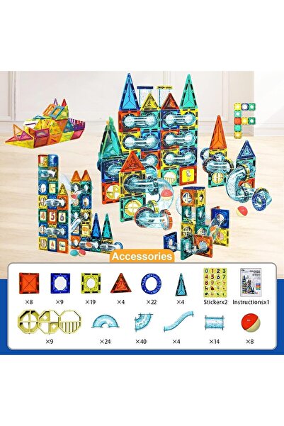 erorex 42 Pcs Magnetic Tiles Building Set Kids Creative Magnetic Blocks Imaginative Play 3D Colorful