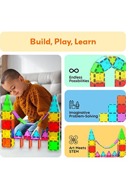 erorex 12Pc Magnetic Building Block Set Magnet Tiles Construction Toy Stem Learning Kit Educational