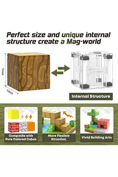 erorex 100Pcs Magnetic Blocks Build Mine Magnet World Set Boys & Girls Age 3 5 6 8 Stem Sensory Toys