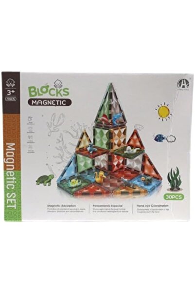 erorex مجموعة مكعبات بناء مغناطيسية مكونة من 30 قطعة، لعبة بناء تعليمية للأعمار من 3 سنوات فما فوق