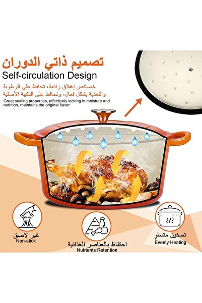 erorex Joyfone Cast Iron Dutch Oven 4.9 Liter Oven Pot Cook Pot Lid Pre Seasoned Camping Home Cooking Bbq