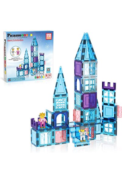 erorex مجموعة مكعبات بناء مغناطيسية مكونة من 72 قطعة بتصميم قلعة شتوية جليدية للأميرة