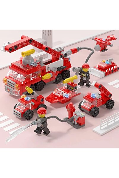 erorex 142 Block Builder Fire Truck Building Block Toy Set Fire Rescue Truck Includes Six Different
