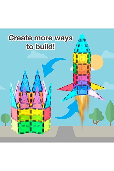 erorex 32 Piece Magnetic Building Block Rocket Booster Theme Set Magnet Construction Toy Educational Kit