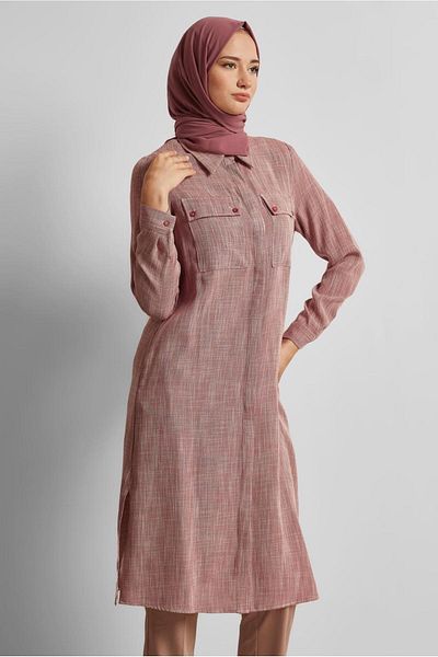 Alvina Shirt Collar Long Tunic 45346