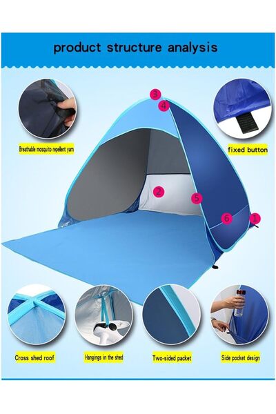 erorex Beach Tent Compact Portable Dome Camping Tent Uv Protection Automatic Pop Up Design Beach Sturdy