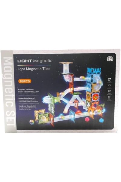 erorex Light Magnetic Building Tiles Set 98 Pieces Led Light Up Construction Blocks Educational Stem Toy