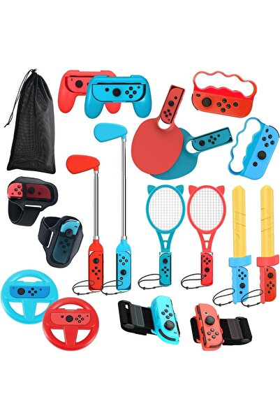 erorex مجموعة ملحقات الألعاب الرياضية لجهاز Switch، مجموعة حفلات عائلية، 19 قطعة، مجموعة ملحقات الألعاب لجهاز Nintendo Switch