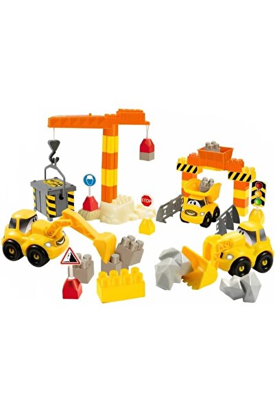 erorex 66 Pieces Construction Blocks & Crane Set Kids Building Blocks Pretend Role Play Toys Toddlers