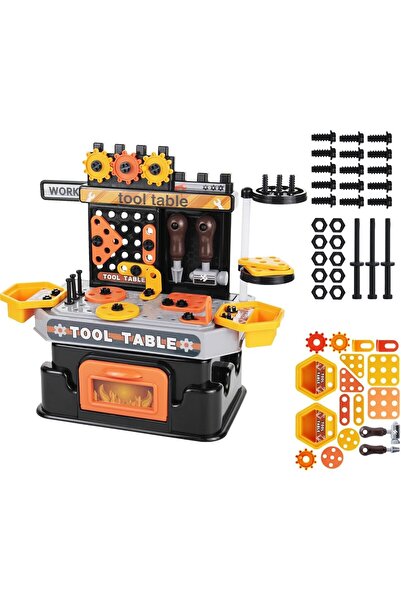 erorex 57Pcs Kids Tool Table Workbench Play Set Construction Workshop Gears Accessories Educational