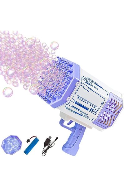 erorex Upgraded 69 Holes Bubble Machine Colorful Lights Bubble Solution Bazooka Bubble Machine Adults