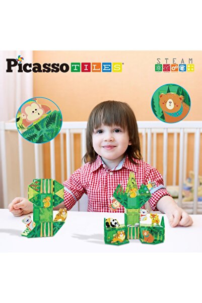 erorex 8Pc Magnet Tile Building Blocks 8 Magnets Forest Animal Action Figures Compatible Magnetic