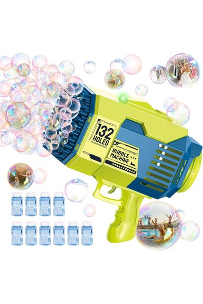 erorex Bubble Gun 132/73 Holes Bazooka Bubble Machine Gun Light Rocket Bubble Gun Automatic Kid Adult