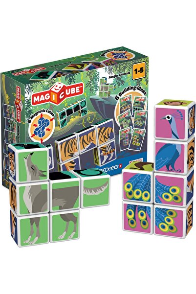 erorex Magicube Printed Jungle Animals + Cards Stem & Educational Magnet Toys Made Switzerland 100%