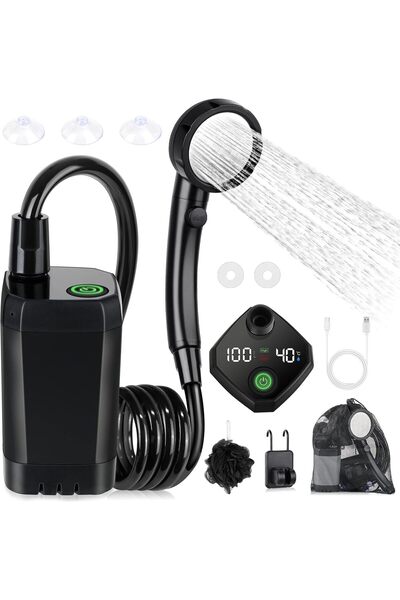 erorex Portable Shower Camping 6000Mah Rechargeable Ipx7 Waterproof Outdoor Shower Intelligent Led Display