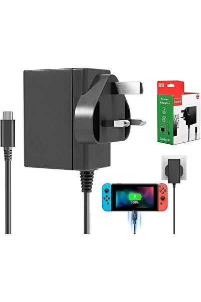 erorex كابل شاحن نينتندو سويتش، محول تيار متردد، المملكة المتحدة، قاعدة توصيل جهاز سويتش لايت برو، قابس مزود الطاقة 15 فولت