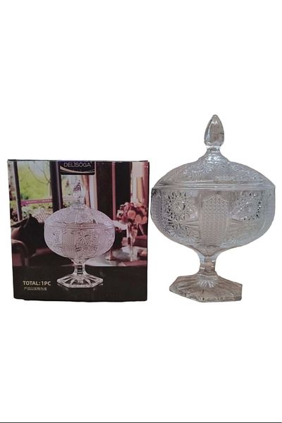 No8 Home Glass Dragee Sugar Bowl with Feet Royaleks-PAK-410