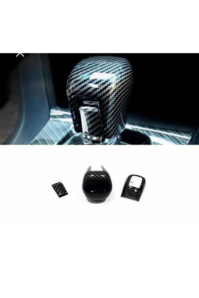 ŞENYILDIZ AKSESUAR Honda Civic Fk7 Fc5 Compatible Carbon Pattern Gear Shift Knob Full Plating Set of 3 Civic Keychain Gift
