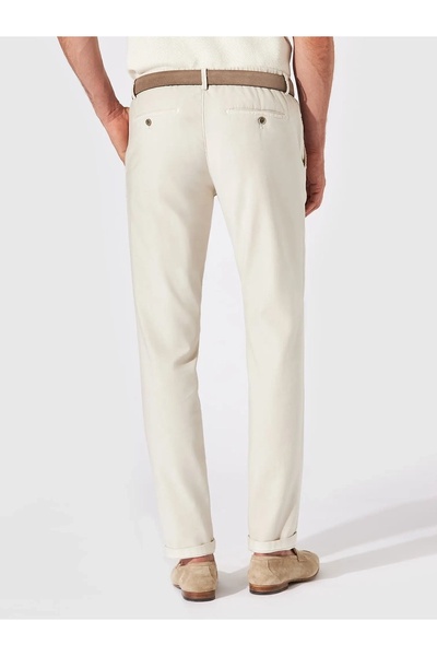 Hiltl Beige Vintage Waist Back Elastic Cotton Elastane Slim Fit Trousers