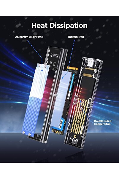 Orico NVMe M.2 to USB Type-C Gen2 10Gbps Transparent External Enclosure (TCM2-Blue)