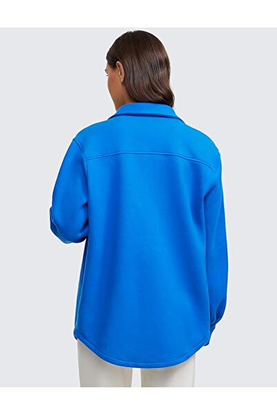 OEM Cămașă casual pentru femei, cu mânecă lungă, cu nasturi, albastru, L