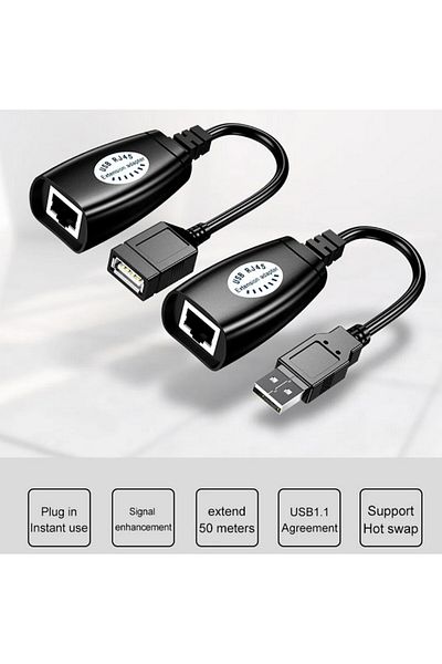 Monte Lua USB Extender, 50 Meters Rj45, USB Extension Cable, Cat5 – Cat6 Compatible,