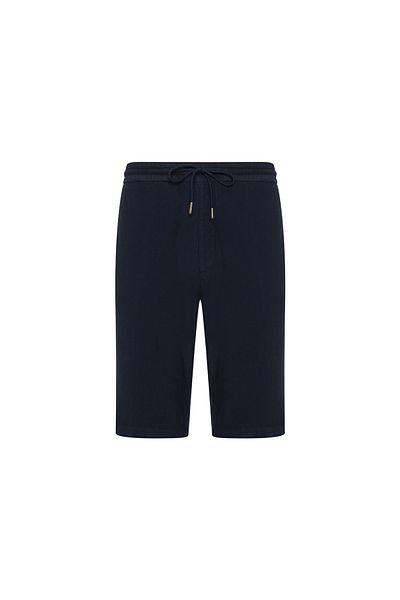 Hiltl Navy Blue Vintage Elastic Waist Cotton Elastane Bermuda